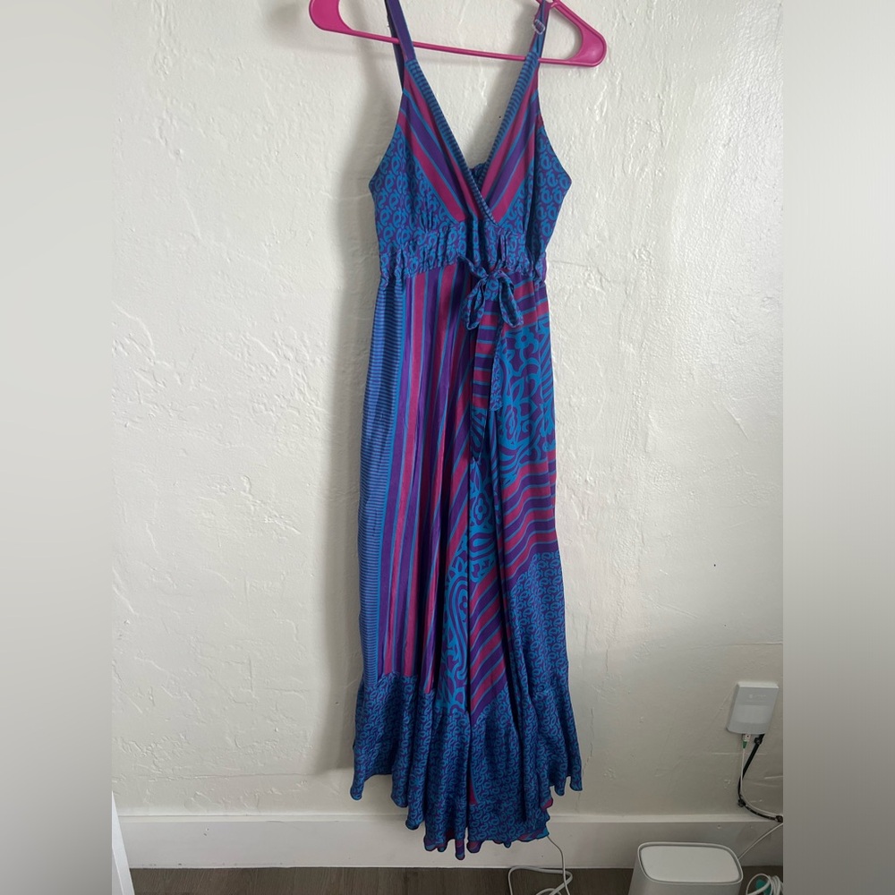 Blue, purple, and pink long dress